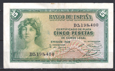 5 Pesetas 1935  P 85-a  ZFR