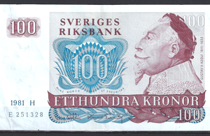 100 Kronor 1981H  P 54-c  ZFR