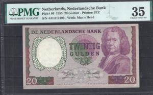 20 Gulden 1955   60-1  PR/XF-  PMG upgrated 35