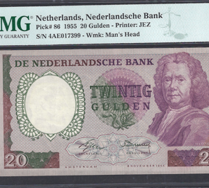 20 Gulden 1955 60-1 PR/XF- PMG upgrated 35