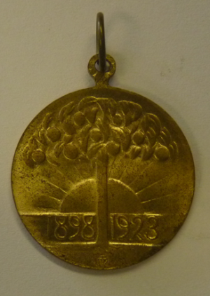 Draagpenning 25-jarig Regeringsjubileum Kon. Wilhelmina 1898-1923