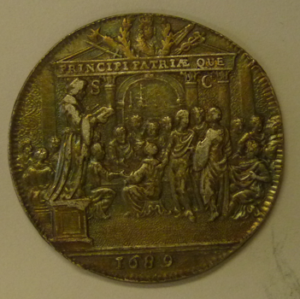 Vroedschapspenning Coronation of Willem III 1689