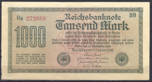 1.000 Mark 1922  P 76-b  UNC-
