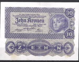 10 Kronen 1922  P 75  PR/XF