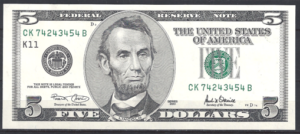 5 Dollars 2001  P 510-K11  UNC