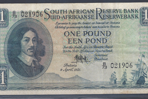 One Pound 9-4-1951 P 92-c PR/XF-