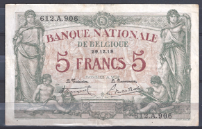 5 Francs 29-12-1918 P 75-b  UNC-