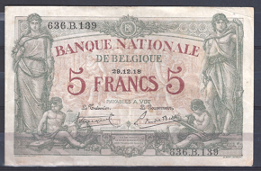 5 Francs 29-12-1918  P 75-b  PR/XF