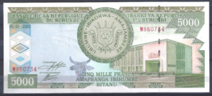 5.000 Francs 1-7-2003  P 42-b  UNC