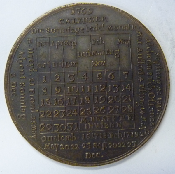 Calender Medal Wienn 1769