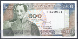 500 Pesos Oro 20-7-1977  P 420-a  aUNC
