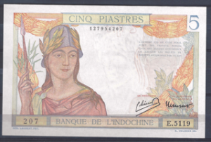 5 Piastres 1939  P 55-c  UNC
