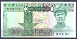 20 Cedis 6-3-1982  P 21-c  UNC