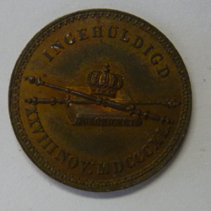 Strooipenning 1840 voor inhuldiging van Koning Willem II