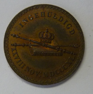 Strooipenning 1840 voor inhuldiging van Koning Willem II