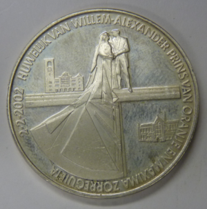 Huwelijkspenning Willem-Alexander en Maxima 2002  Zilver