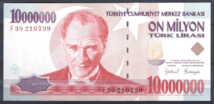 10.000.000 Lirasi 1999  P 214-1  UNC