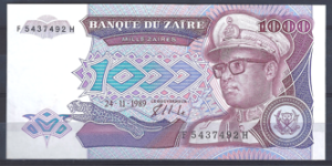 1.000 Zaires 24-11-1989  P 35  UNC