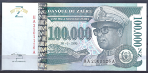 100.000 Zaires 30-6-1996  P 77-Ax  UNC