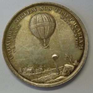 Ballonvaart van Joh. Petrus Blanchard in Warschau 1788 Zilver