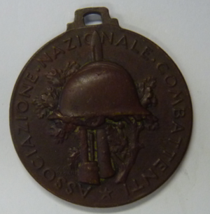Medal Nationale Vereniging van Strijders in Rome, Italy 1938