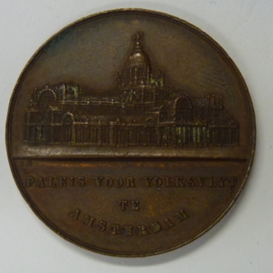 Herinneringspenning Opening Paleis voor Volksvlijt te Amsterdam 1864