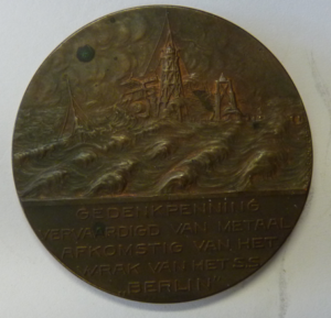 Gedenkpenning van de schipbreuk van de SS "Berlin"1907