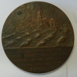 Gedenkpenning van de schipbreuk van de SS "Berlin"1907