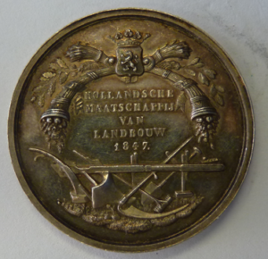 Prijsmedaille Hollandsche Maatschappij van Landbouw 1847  Zilver