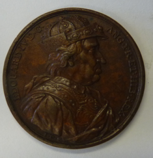 Herdenkingspenning King Edward IV of York 1731 RARE!!!