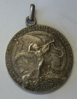 Medal Internationale Tentoonstelling Industrie en Arbeid te Turijn 1911 Zilver