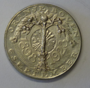 Jubileumpenning vanweg zilveren jubileum van Koningin Wilhelmina 1898-1923. Zilver